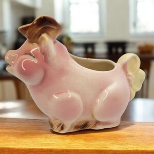 Vintage Spaulding Pig Creamer Pink French Beret & Bow Planter Anthropomorphic